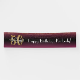 Gold Confetti 50 & Fabulous Hot Pink + Black Ombre Banner