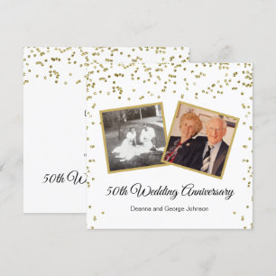 Gold Confetti 50. Hochzeitstag Einladung