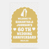 Gold Confetti 60. Hochzeitstag Mattiert Acrylschild (Vorderseite)