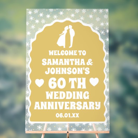 Gold Confetti 60. Hochzeitstag Mattiert Acrylschild (Neutral)