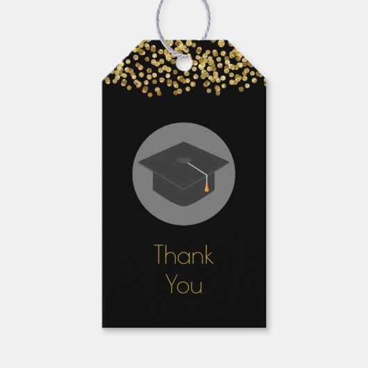 Gold Confetti & Abschluss CapDanke Geschenkanhänger (Vorderseite)