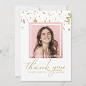 Gold Confetti Abschluss Foto Vielen Dank Dankeskarte (Vorderseite)