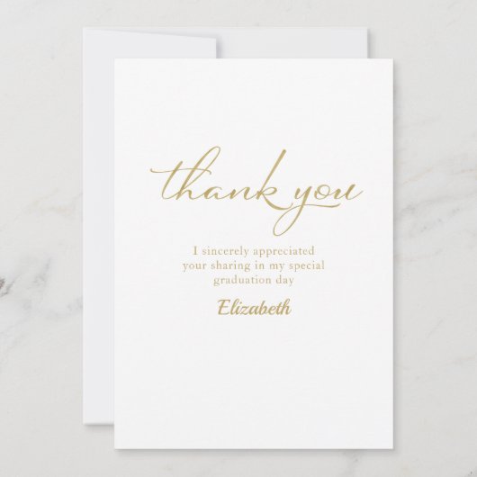 Gold Confetti Abschluss Foto Vielen Dank Dankeskarte (Rückseite)