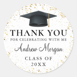 Gold Confetti Abschluss Vielen Dank Runder Aufkleber