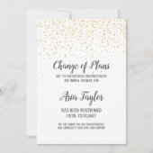 Gold Confetti-Änderung von Plänen Brautparty Einladung (Vorderseite)