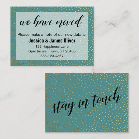 Gold Confetti & Aquamarin haben wir die Handout-Ka Visitenkarte (Vorne/Hinten)