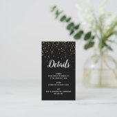 Gold Confetti auf Black Bacheloretto Details Card Begleitkarte (Stehend Vorderseite)