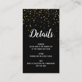 Gold Confetti auf Black Bacheloretto Details Card Begleitkarte