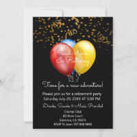 Gold Confetti auf Black & Balloons Rente Party