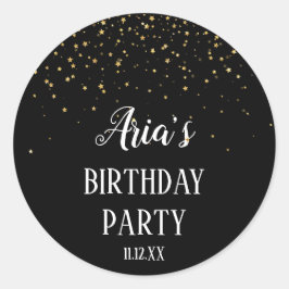 Gold Confetti auf Black Birthday Umschlag Aufklebe Runder Aufkleber