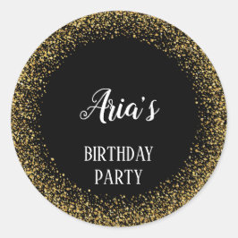 Gold Confetti auf Black Birthday Umschlag Aufklebe Runder Aufkleber