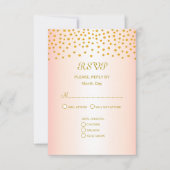 Gold Confetti auf Black & Rose RSVP Karte (Vorderseite)