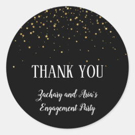 Gold Confetti auf Black Verlobung Danke für Ihre U Runder Aufkleber