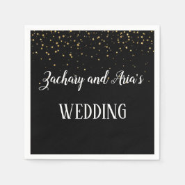 Gold Confetti auf Black Wedding Napkins Serviette