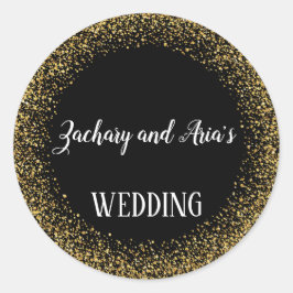 Gold Confetti auf Black Wedding Umschlag Aufkleber