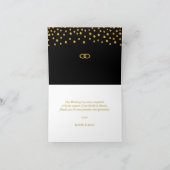 Gold Confetti auf Black & White Wedding Dankeskarte (Innenseite)