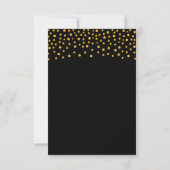 Gold Confetti auf Black & White Wedding RSVP Karte (Rückseite)