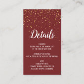 Gold Confetti auf Burgundy Details Beipackkarte Begleitkarte (Vorderseite)