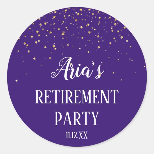 Gold Confetti auf Lila Umschlag Aufkleber (Vorderseite)