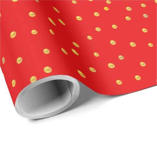 Gold Confetti auf Red Geschenkpapier (Rolleneckpunkt)