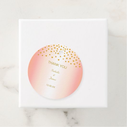 Gold Confetti auf Rose Gold Geschenkanhänger (Beispiel)