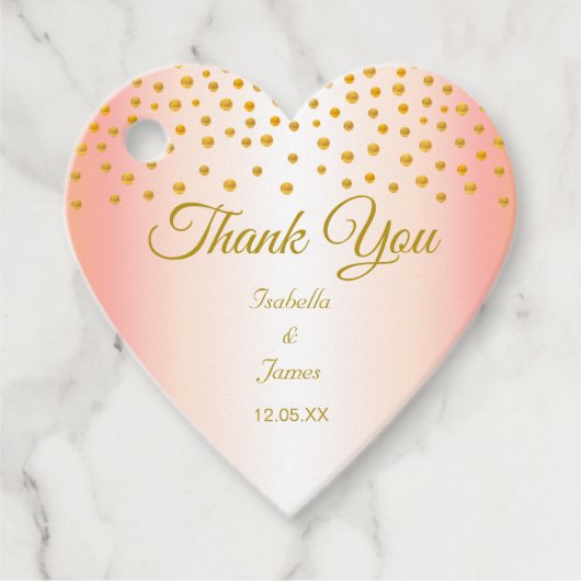 Gold Confetti auf Rose Gold Geschenkanhänger (Vorderseite)