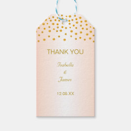 Gold Confetti auf Rose Gold Geschenkanhänger