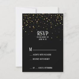 Gold Confetti auf RSVP-Karte der Black Graduation RSVP Karte