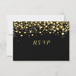 Gold Confetti auf schwarz, Custom, RSVP Karte