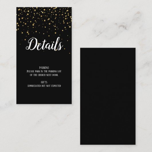 Gold Confetti auf Schwarzen Abschluss Details Beil Begleitkarte (Vorne/Hinten)