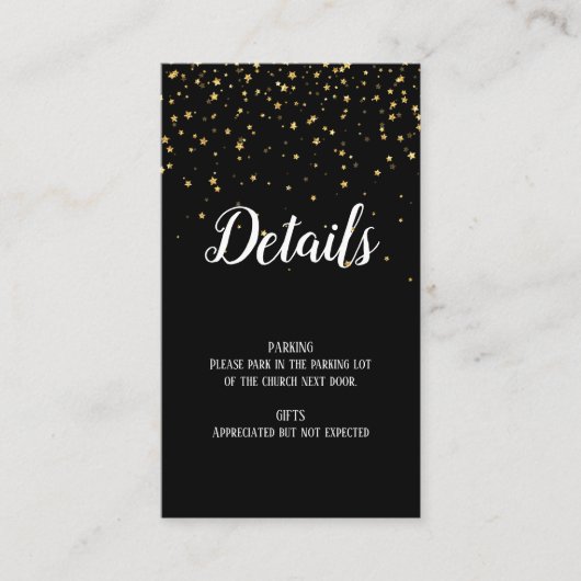 Gold Confetti auf Schwarzen Abschluss Details Beil Begleitkarte (Vorderseite)