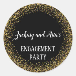 Gold Confetti auf Umschlag Aufklebern der Black Ve Runder Aufkleber