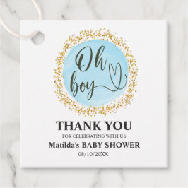Gold Confetti Baby Boy Dusche Gefallen Tag Geschenkanhänger