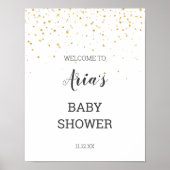 Gold Confetti Baby Dusche Begrüßungszeichen Poster (Vorne)