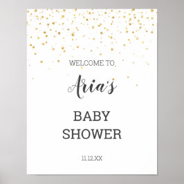 Gold Confetti Baby Dusche Begrüßungszeichen Poster