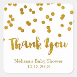 Gold Confetti Baby Dusche Danke Sticker