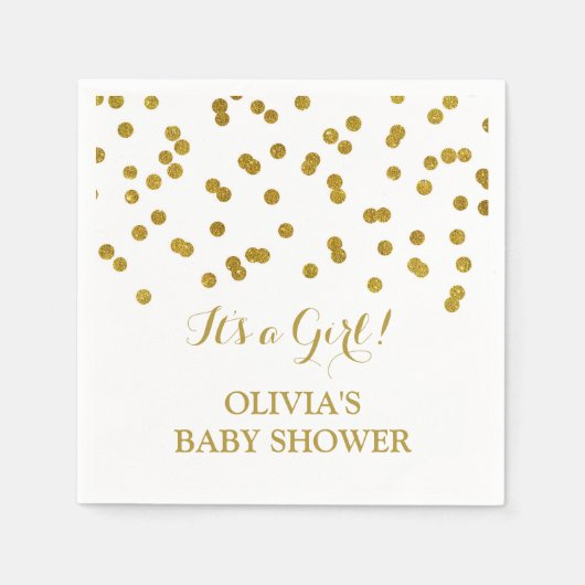 Gold Confetti Baby Dusche Serviette (Vorderseite)