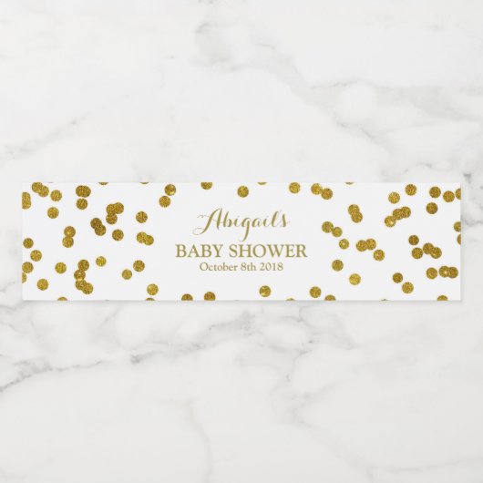 Gold Confetti Baby Dusche Wasser Flasche Etikett (Einzelnes Label)