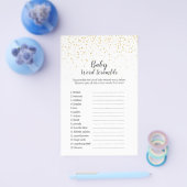 Gold Confetti Baby Shower Baby Word Scramble Game Flyer (Einzeln)