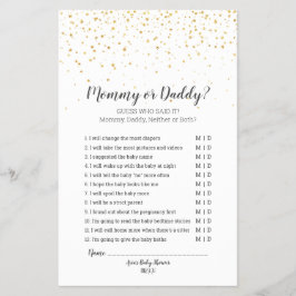 Gold Confetti Baby Shower Mommy oder Daddy Game Flyer
