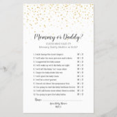 Gold Confetti Baby Shower Mommy oder Daddy Game Flyer (Vorne)