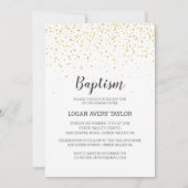 Gold Confetti Baby-Taufe Einladung (Vorderseite)