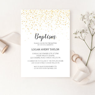Gold Confetti Baby-Taufe Einladung