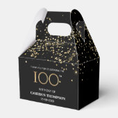 Gold Confetti Black 100. Geburtstag Gefallen Box Geschenkschachtel (Rückseite)