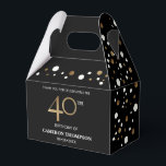 Gold Confetti Black 40. Geburtstag Funchbox Geschenkschachtel<br><div class="desc">Feiern Sie mit unserer Gold Confetti Black 40th Birthday Gefallen Box einen Meilenstein Geburtstag im Stil! Dieses elegante und klassische Design verbindet Gold, Schwarz und Weiß mit einem eleganten Ambiente und schafft so den perfekten Rahmen für ein fabelhaftes 40-jähriges Jubiläum. Personalisieren und anpassen Sie diese Gunst-Box mit dem Namen des...</div>