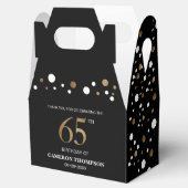 Gold Confetti Black 65. Geburtstag Funchbox Geschenkschachtel (Geöffnet)