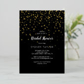 Gold Confetti|Black Brautparty Gold Folieneinladung (Stehend vorne)