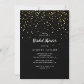 Gold Confetti | Black Bridal Shower Einladung (Vorderseite)