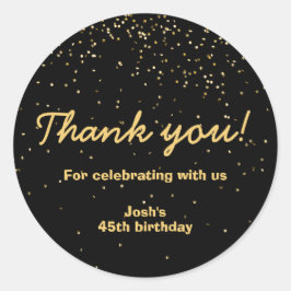 Gold Confetti Black Circle Geburtstag Vielen Dank Runder Aufkleber