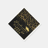 Gold Confetti Black Class 2022 Abschluss Serviette (Ecke)